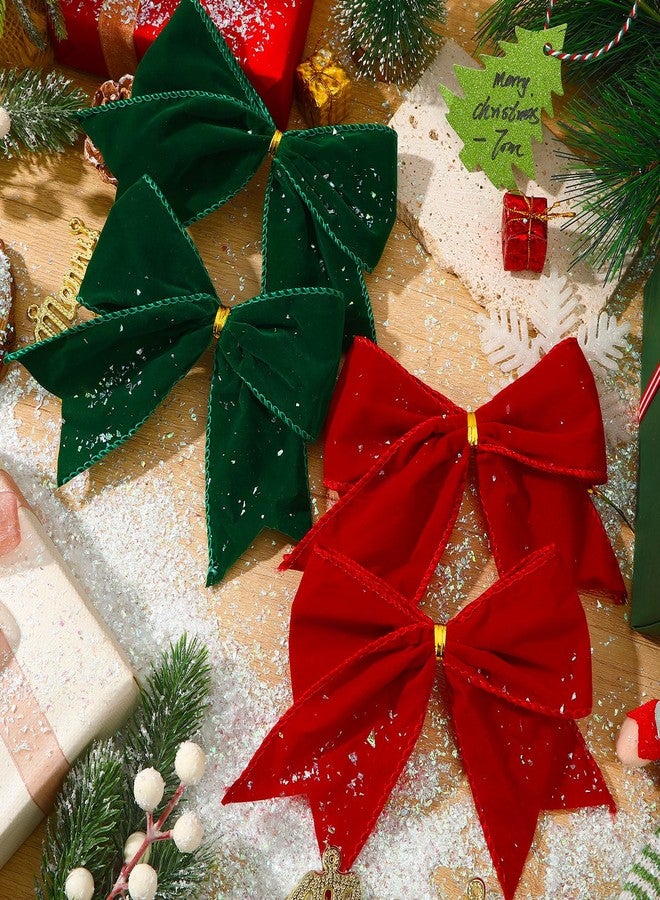 MOUNTCLIM 24 Pcs Christmas Velvet Bows, Vintage 6 Inch Xmas Velvet Ribbon Bow for Christmas Tree Wreath Gift Decorations（Red Green） - Image 4